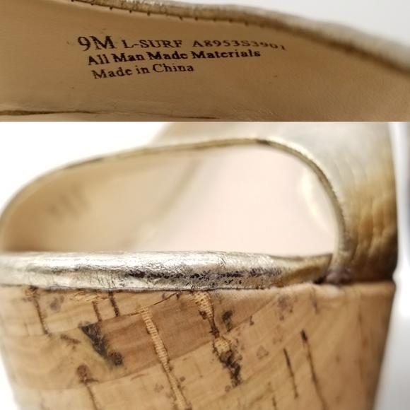 Franco Sarto Surf Peep Toe Metallic Wedge Sz 9 - Picture 8 of 8